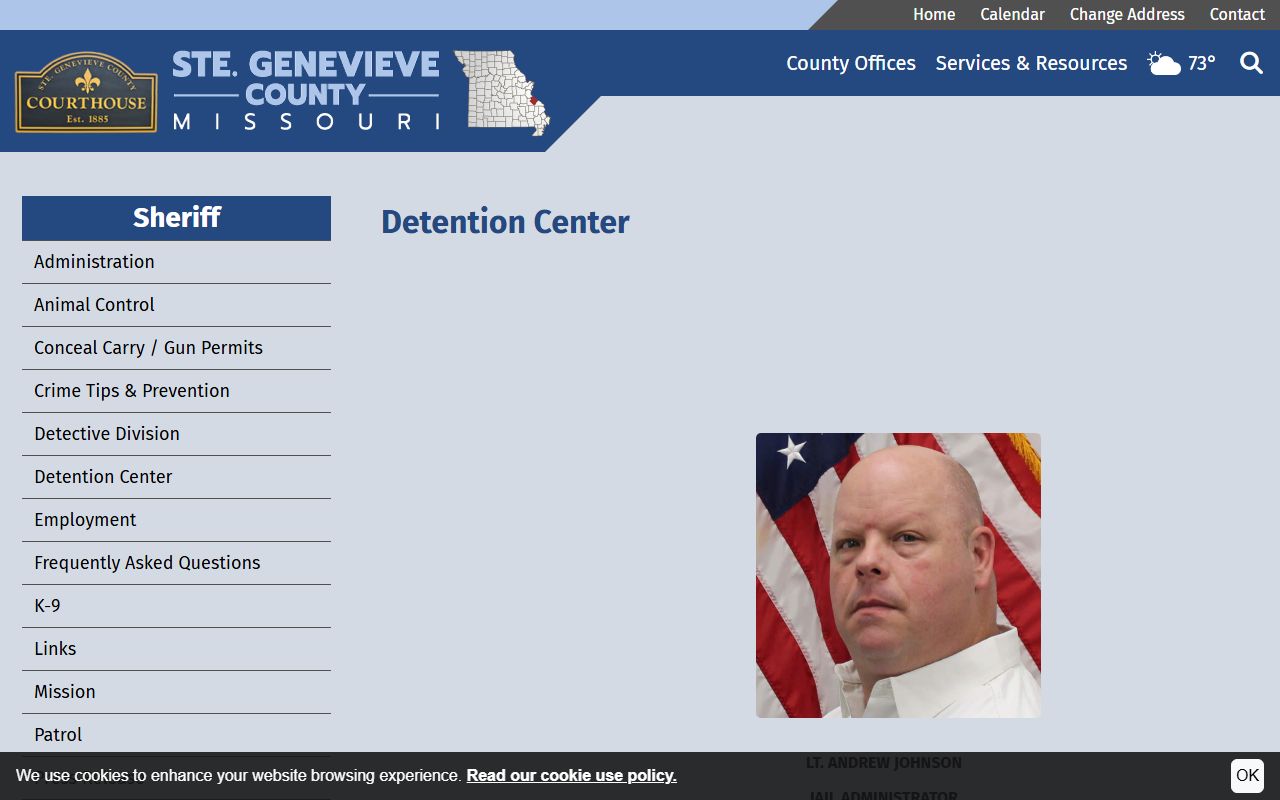 Ste. Genevieve County inmate population detention center page